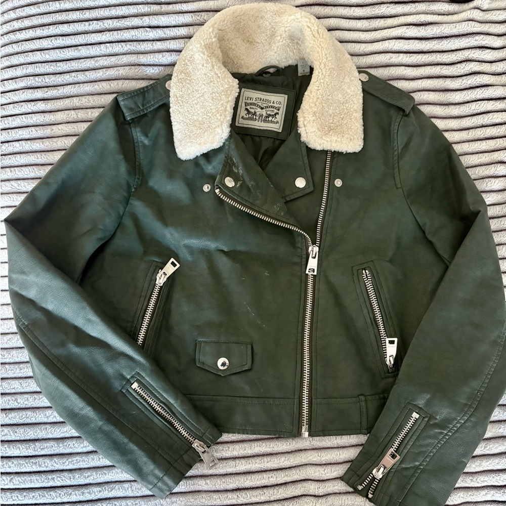 Levi's Dark Green Jacket with Shearling Collar size L